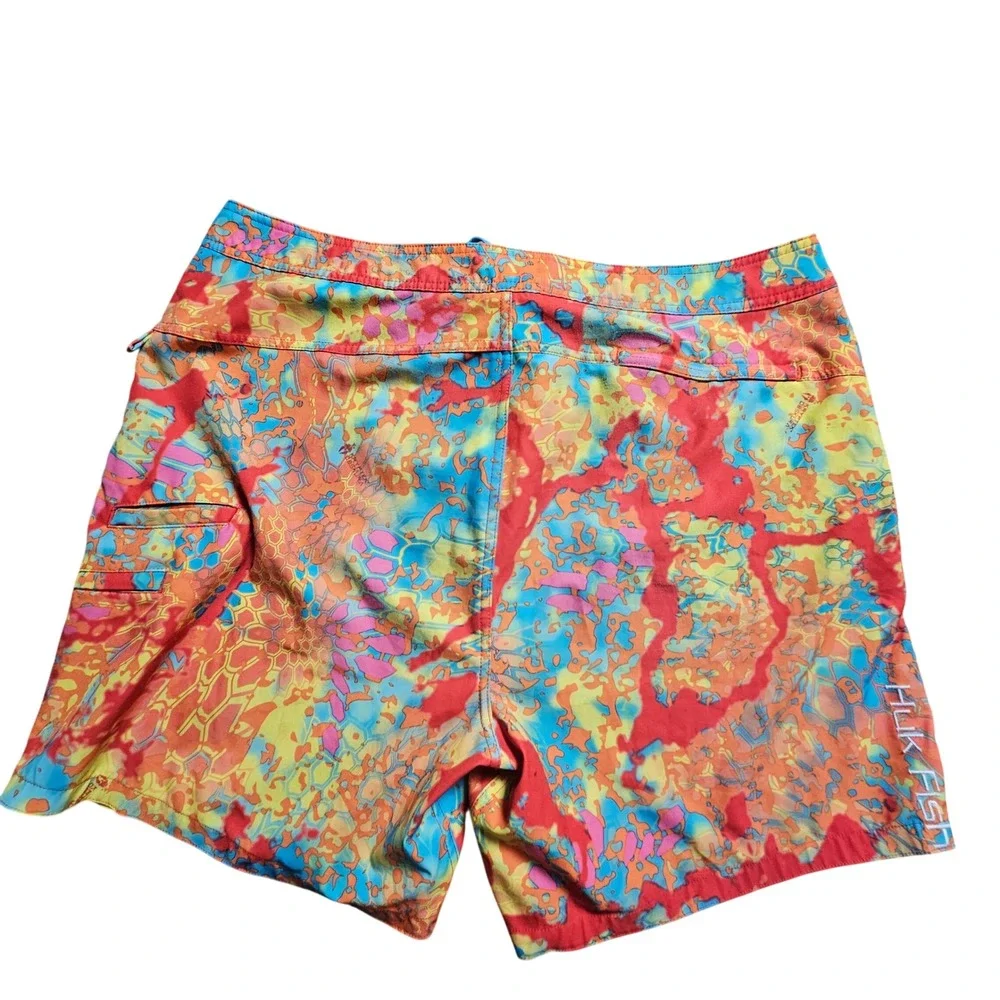 Huk Mens Kryptek Geskura Camo Board Shorts 38 Beach Swimwear Resort Coastal